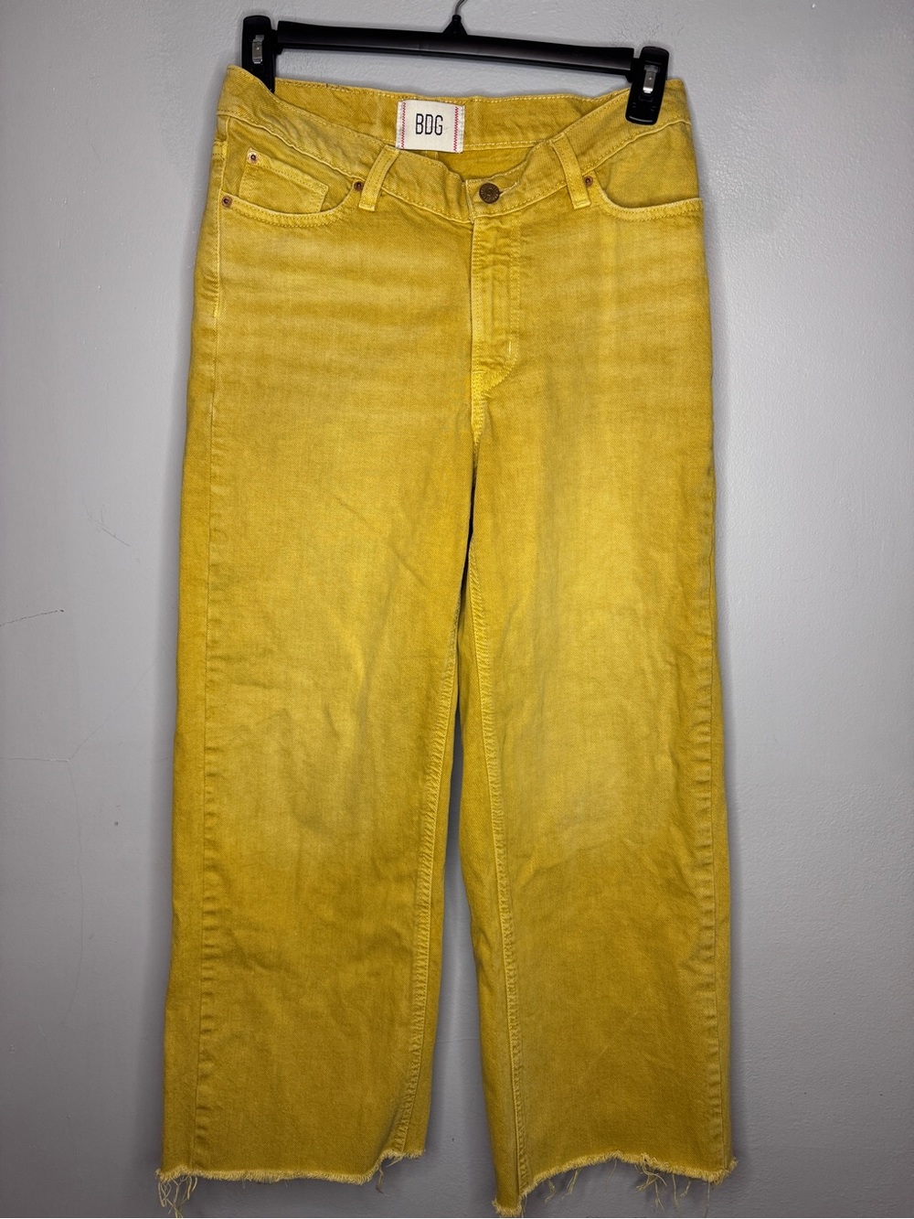 BDG Urban Outfitters Yellow Wide-Leg Mid Rise Jeans Raw Hem